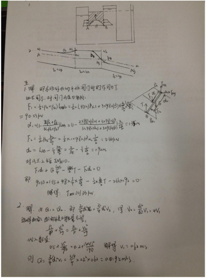 17711-2015年西北农林科技大学828水力学考研真题答案