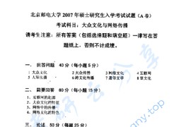 2007年北京邮电大学424大众文化与网络传播考研真题