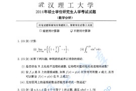 2014年武汉理工大学602数学分析考研真题