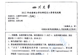 2013年四川大学347心理学专业综合考研真题