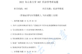 ​2022年山东大学807经济学原理考研真题