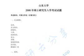 2006年山东大学617中国文学史（含现当代）考研真题