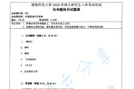 2020年湖南师范大学829中国现当代文学史考研真题